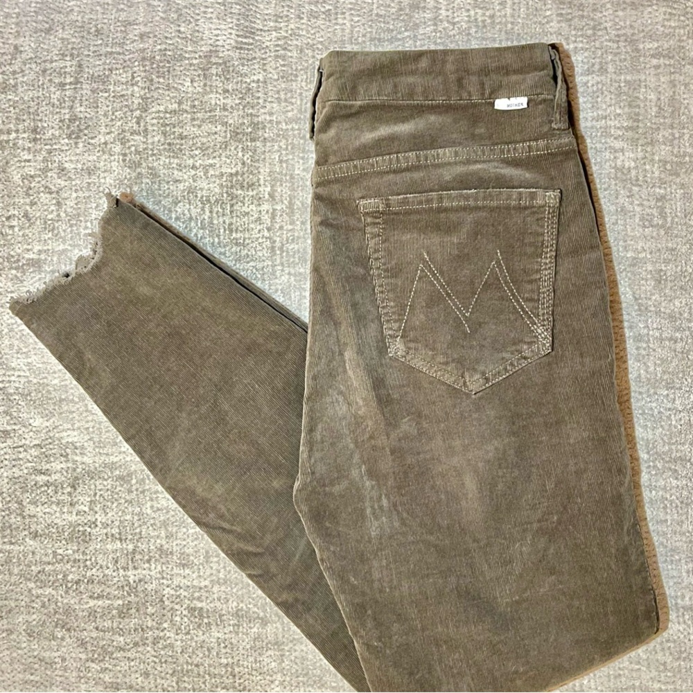 Mother Jeans Womens 28 Green Corduroy High Waisted Looker Ankle Chew